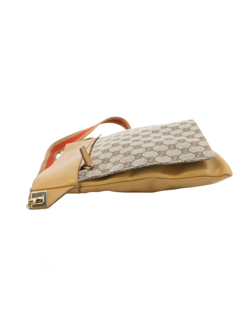 Gucci GG Web Crossbody Bag Monogram Canvas with Tan Leather Trim - Picture 3 of 8